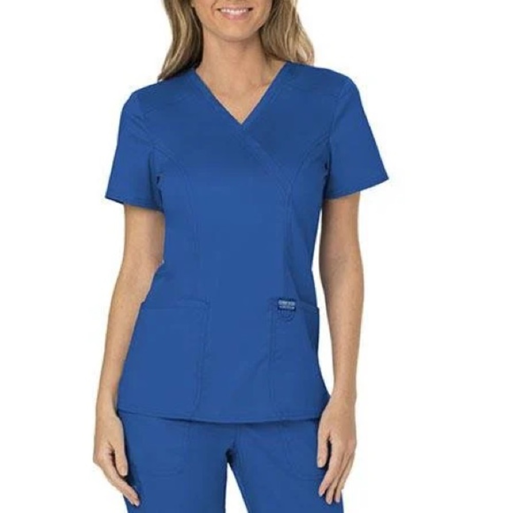 NWT Cherokee Revolution Modern Classic Women's Royal Blue Scrub Top Size 2XL